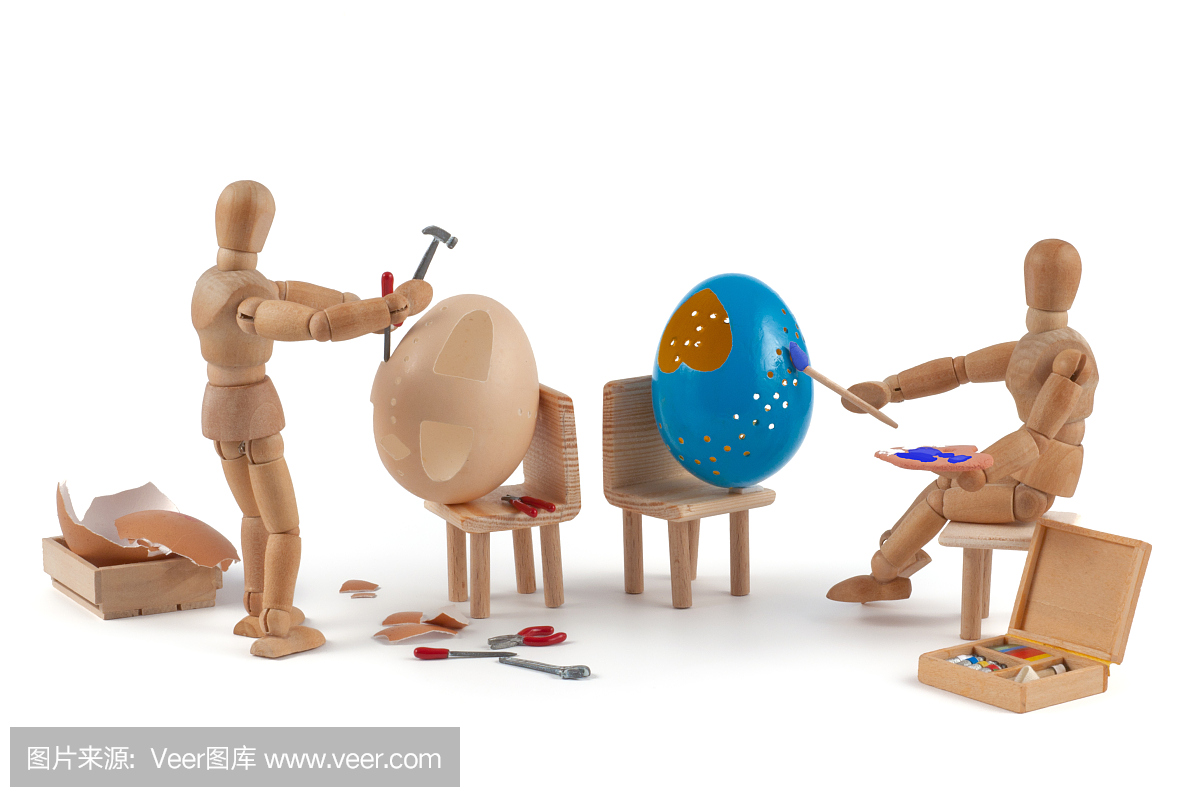 复活节工厂的木制人体模型